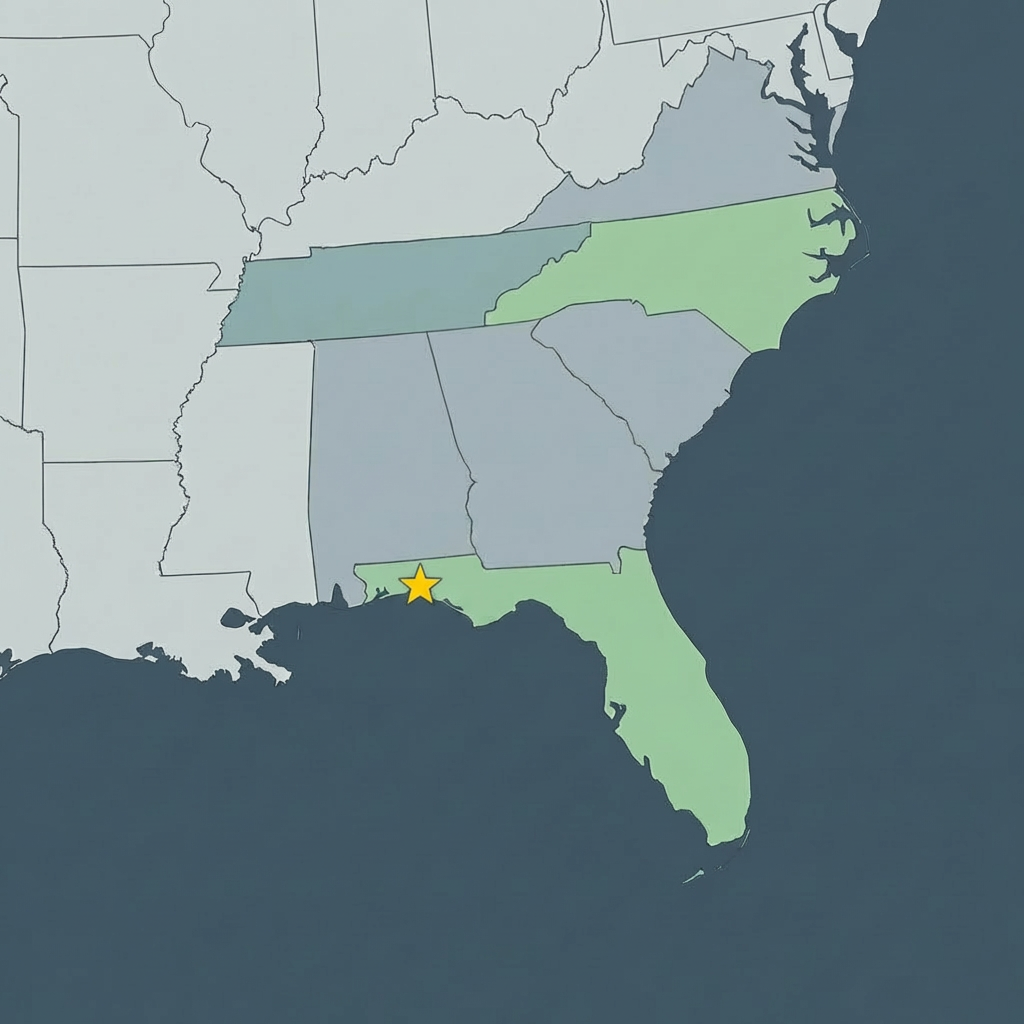 Tablet displaying a map of Southeast US with Georgia highlighted by a star and number 32578.